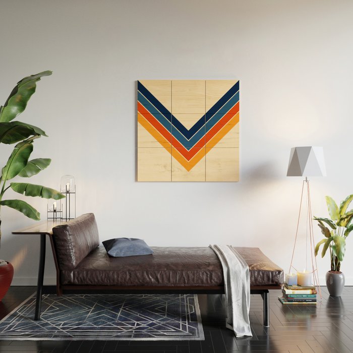 Colorful V Shape Retro Stripes Chilseongsin Wood Wall Art Gallery Image 2