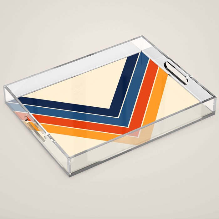 Colorful V Shape Retro Stripes Chilseongsin Acrylic Tray Gallery Image 1