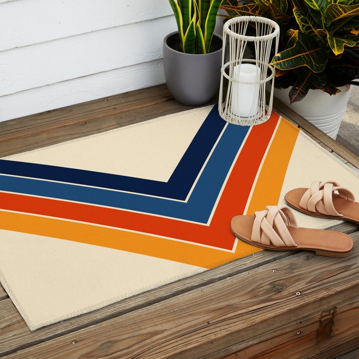 Colorful V Shape Retro Stripes Chilseongsin Outdoor Rug Gallery Image 2