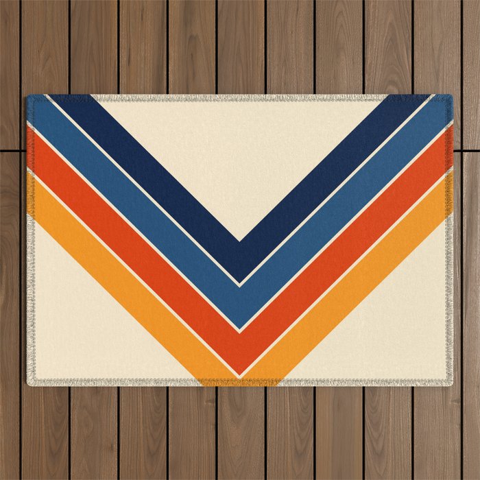 Colorful V Shape Retro Stripes Chilseongsin Outdoor Rug Gallery Image 1