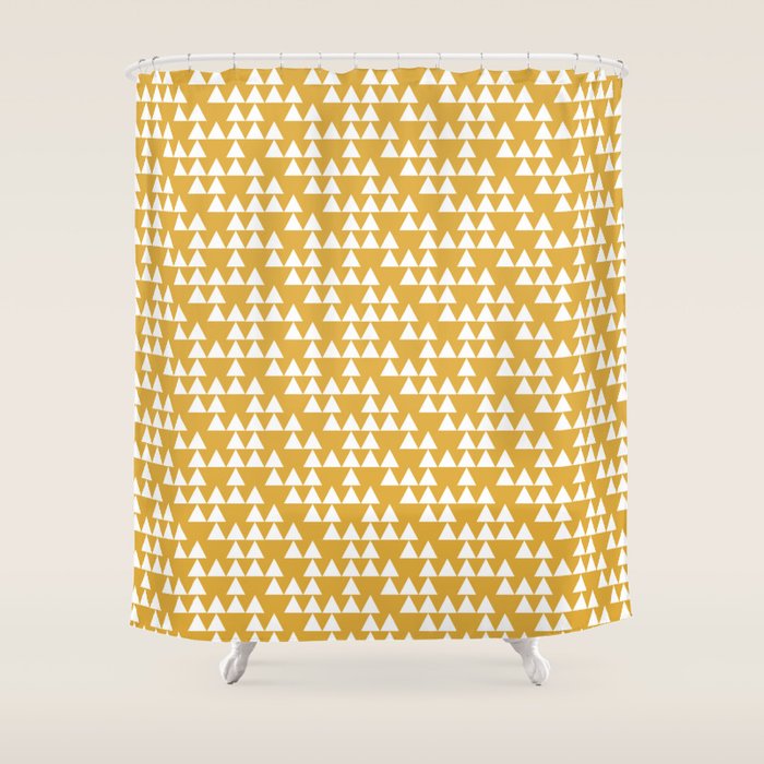Festive Mustard Yellow, Triangles  Shower Curtain Gallery Image 1