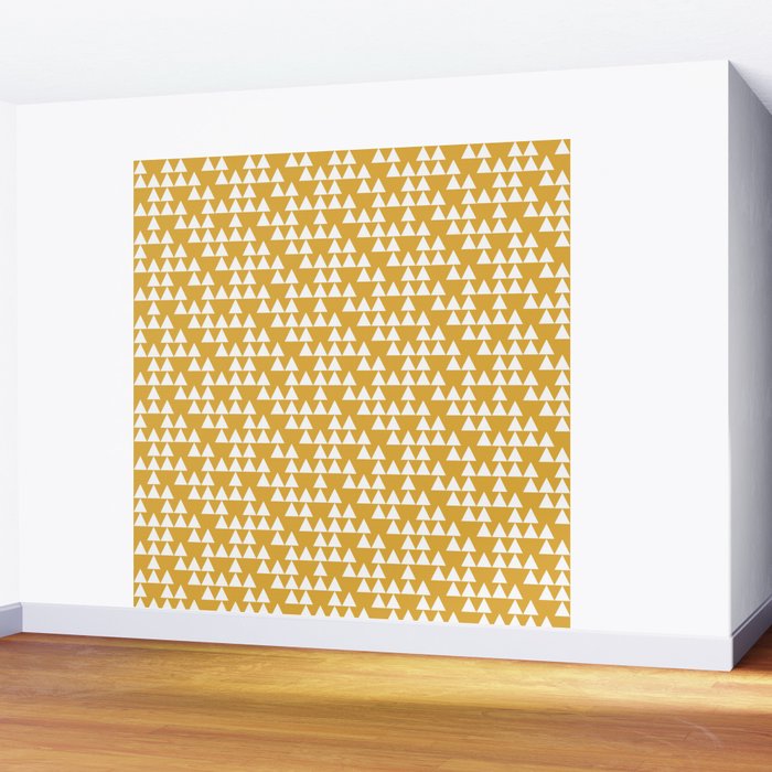 Festive Mustard Yellow, Triangles  Wall Mural Gallery Image 2