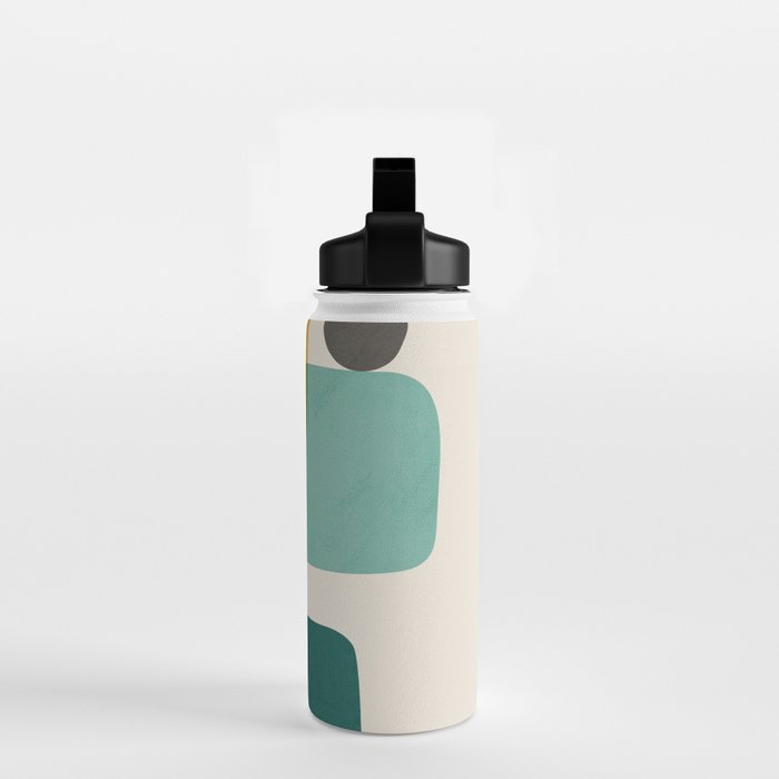 Teal Mustard Gray Art Water Bottle Gallery Image 2