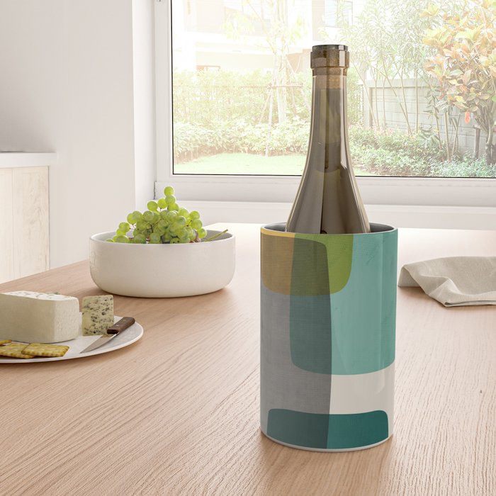 Teal Mustard Gray Art Wine Chiller Gallery Image 4