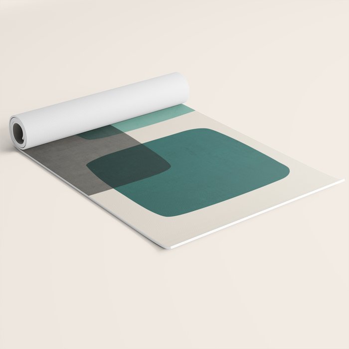 Teal Mustard Gray Art Yoga Mat Gallery Image 2