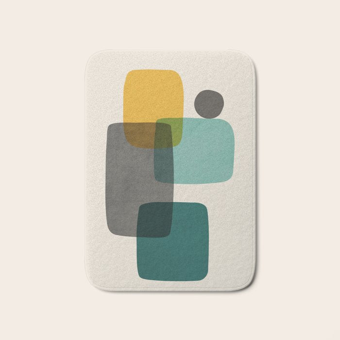 Teal Mustard Gray Art Bath Mat Gallery Image 1