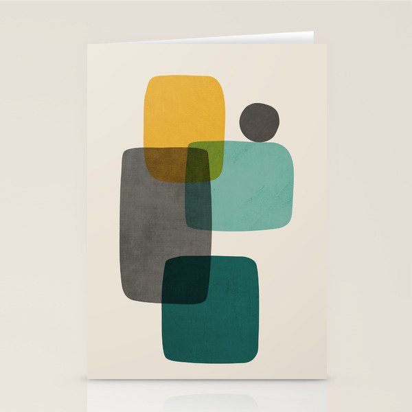 Teal Mustard Gray Art Stationery Card Gallery Image 1