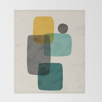 Teal Mustard Gray Art Throw Blanket Gallery Image 2