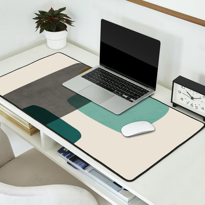 Teal Mustard Gray Art Desk Mat Gallery Image 2