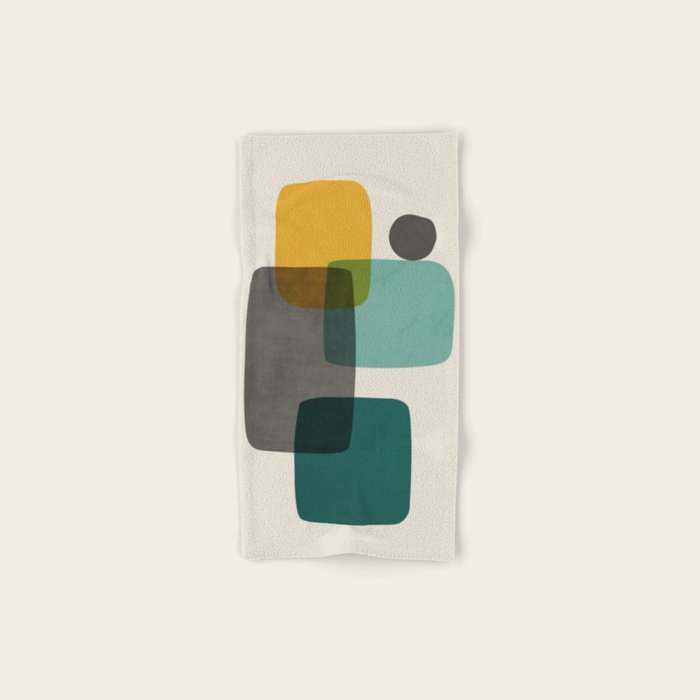 Teal Mustard Gray Art Bath Towel Gallery Image 1