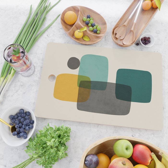 Teal Mustard Gray Art Cutting Board Gallery Image 2