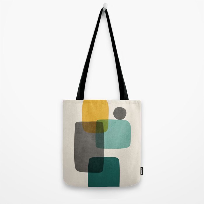 Teal Mustard Gray Art Tote Bag Gallery Image 2