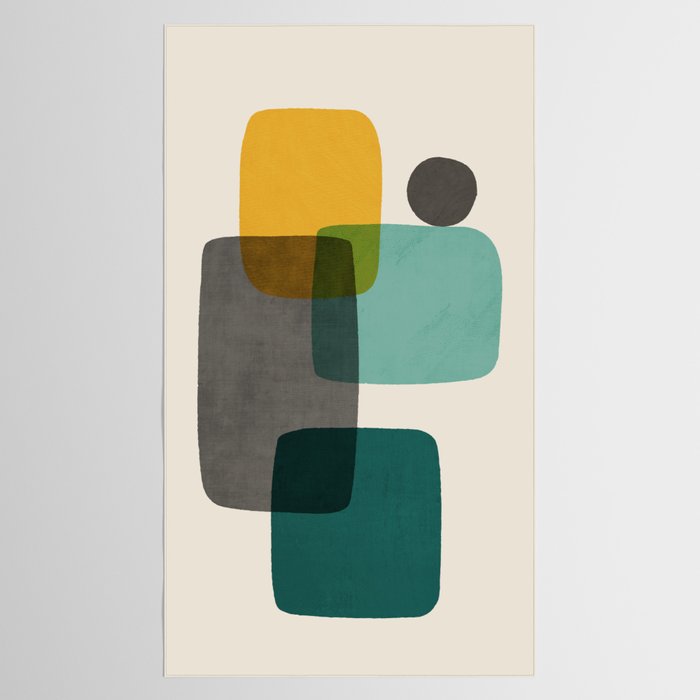 Teal Mustard Gray Art Tablecloth Gallery Image 2