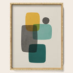 Teal Mustard Gray Art Serving Tray Gallery Image 1