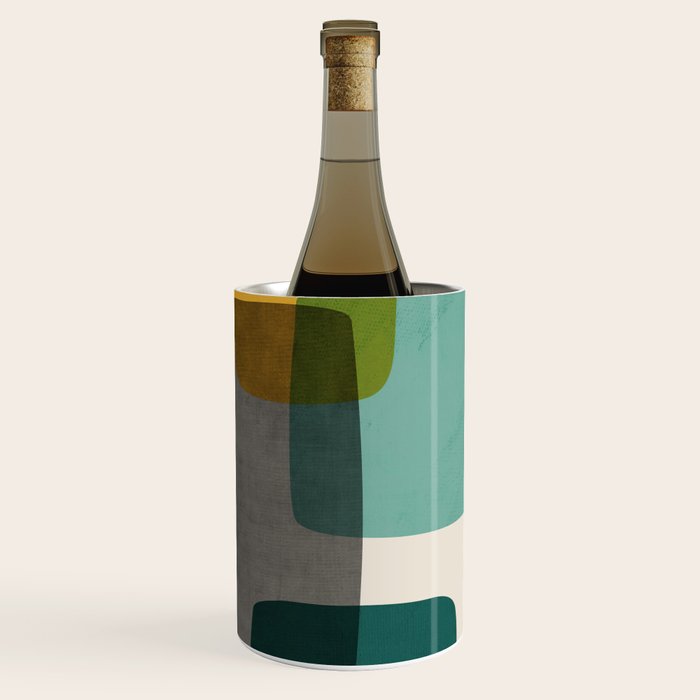 Teal Mustard Gray Art Wine Chiller Gallery Image 1