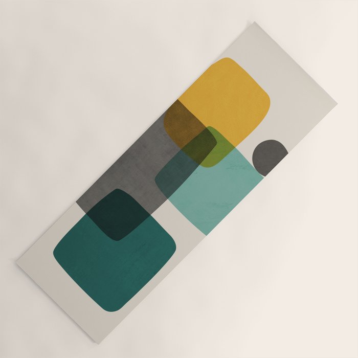 Teal Mustard Gray Art Yoga Mat Gallery Image 1