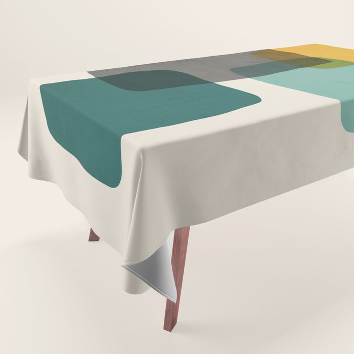 Teal Mustard Gray Art Tablecloth Gallery Image 1
