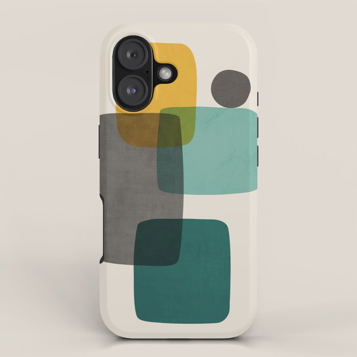 Teal Mustard Gray Art iPhone Case Gallery Image 1