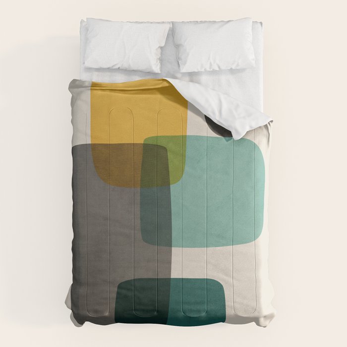 Teal Mustard Gray Art Comforter Gallery Image 6