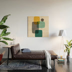 Teal Mustard Gray Art Wood Wall Art Gallery Image 2