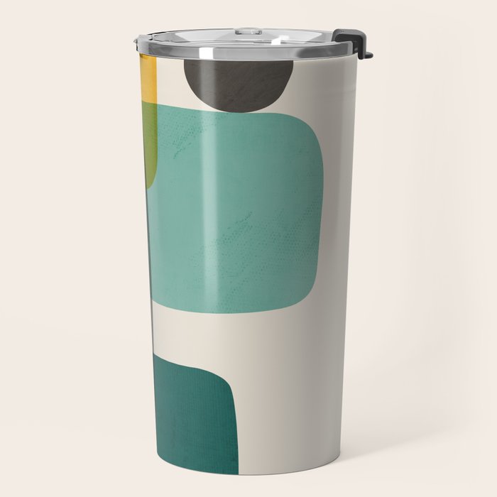 Teal Mustard Gray Art Travel Mug Gallery Image 2