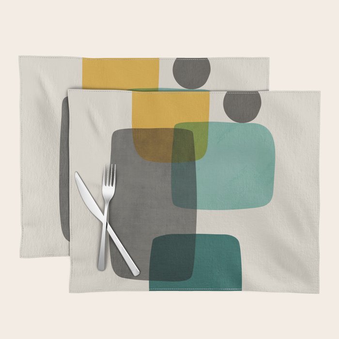 Teal Mustard Gray Art Placemat Gallery Image 1