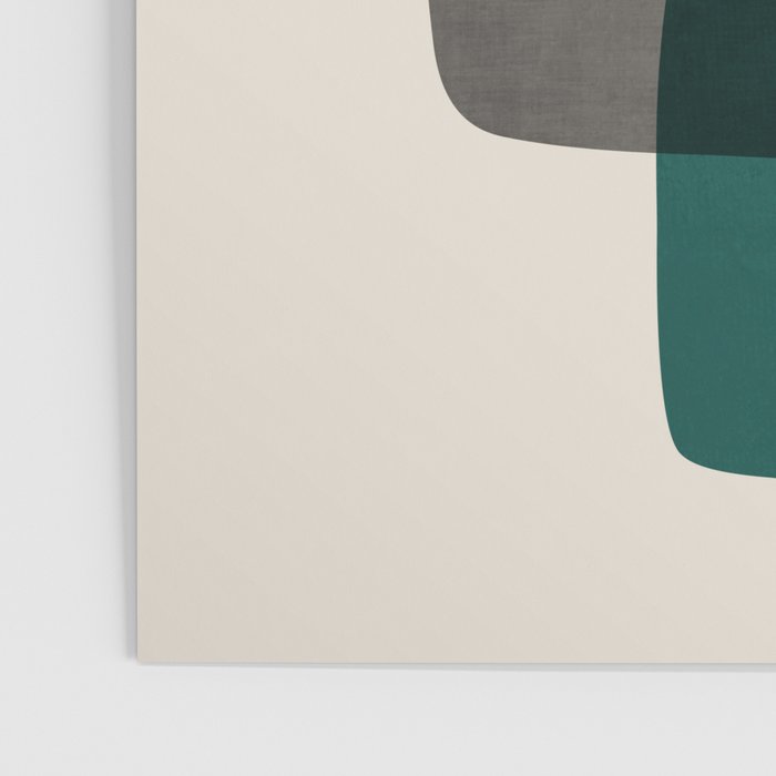 Teal Mustard Gray Art Poster Gallery Image 3