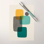 Teal Mustard Gray Art Wrapping Paper Gallery Image 1