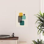 Teal Mustard Gray Art Poster Gallery Image 2