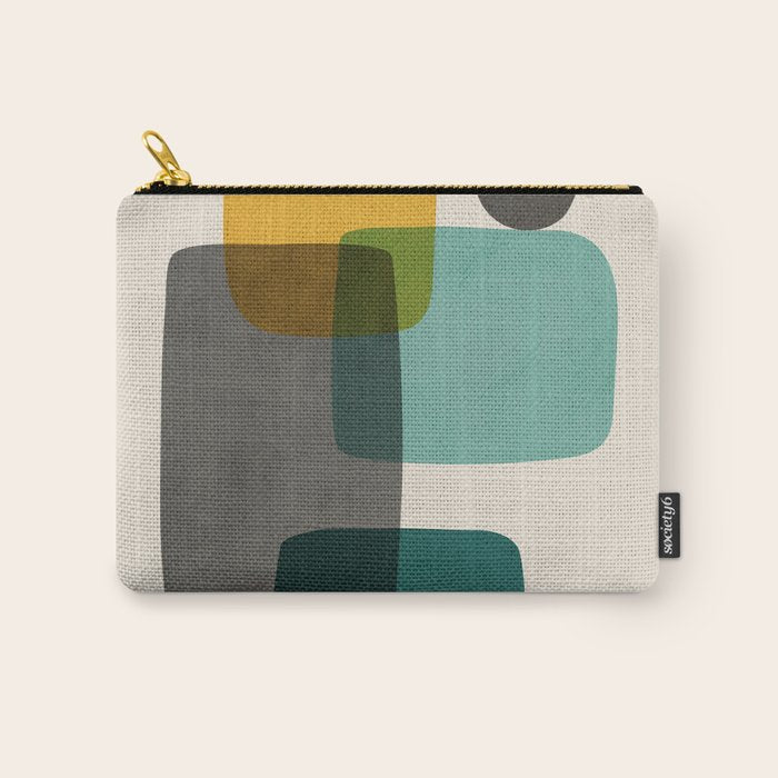 Teal Mustard Gray Art Carry All Pouch Gallery Image 1