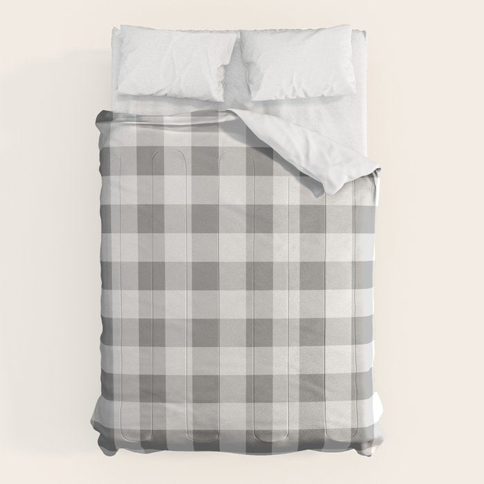 Gingham Large Gray White Comforter Gallery Image 1