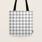 Gingham Large Gray White Tote Bag Gallery Image 1