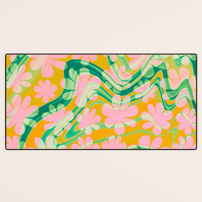 Retro Daisy Tie Dye Pattern Desk Mat Gallery Image 3