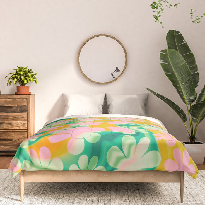 Retro Daisy Tie Dye Pattern Comforter Gallery Image 3