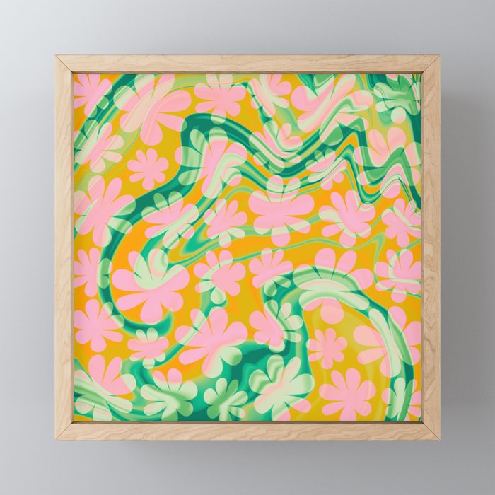 Retro Daisy Tie Dye Pattern Mini Art Print Gallery Image 1