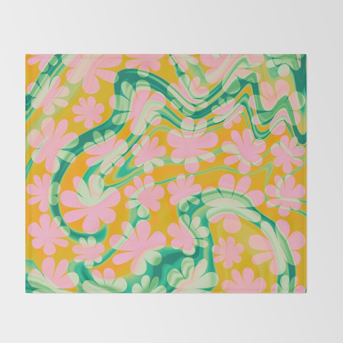 Retro Daisy Tie Dye Pattern Throw Blanket Gallery Image 2