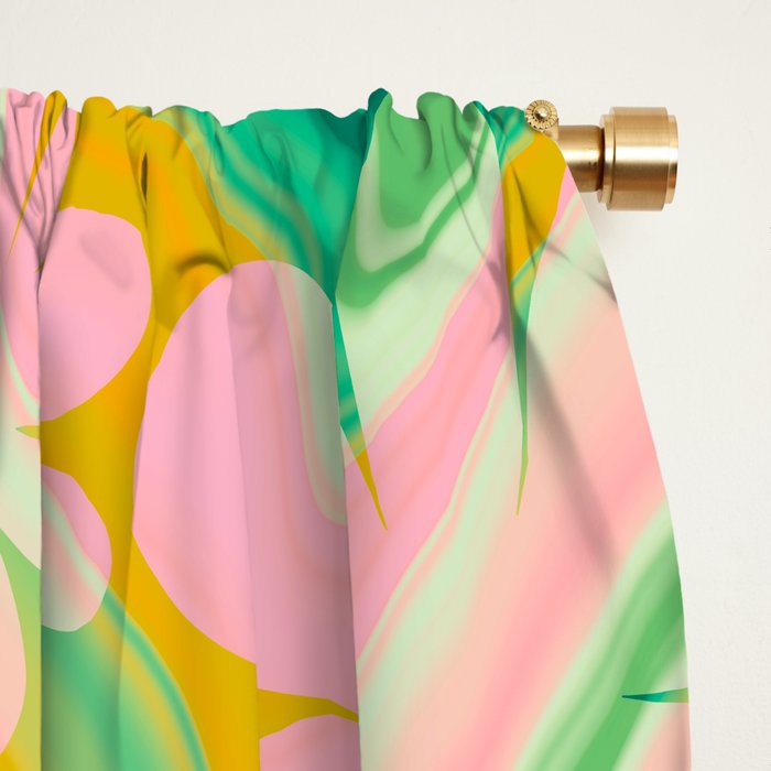 Retro Daisy Tie Dye Pattern Window Curtain Gallery Image 2