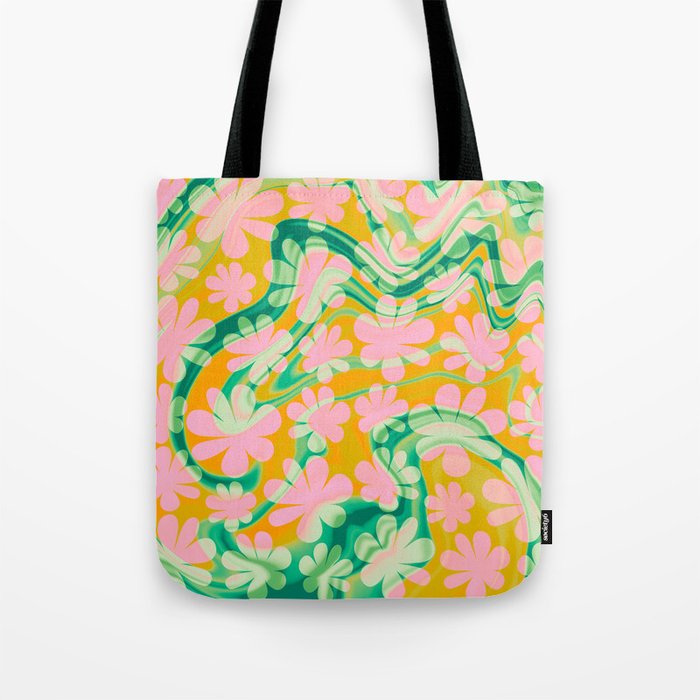 Retro Daisy Tie Dye Pattern Tote Bag Gallery Image 1