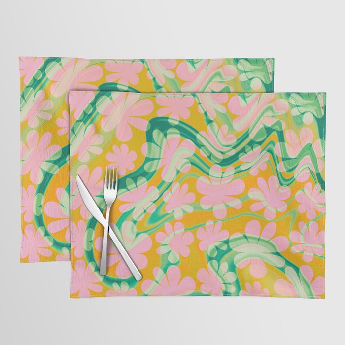 Retro Daisy Tie Dye Pattern Placemat Gallery Image 1