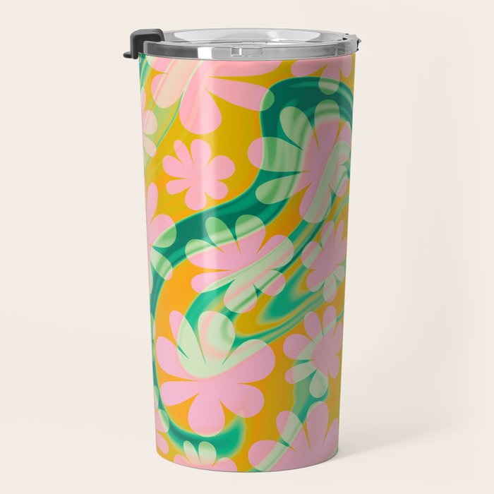 Retro Daisy Tie Dye Pattern Travel Mug Gallery Image 3