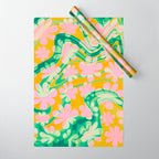 Retro Daisy Tie Dye Pattern Wrapping Paper Gallery Image 1