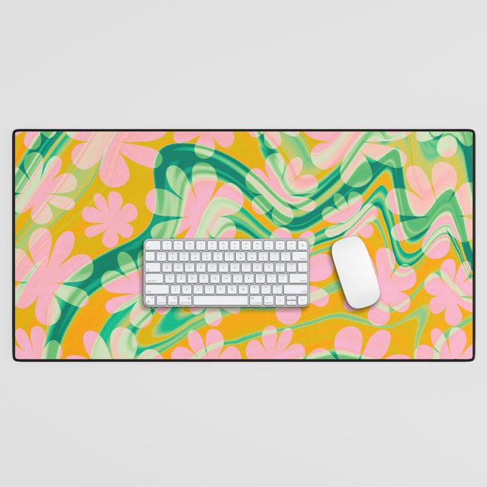 Retro Daisy Tie Dye Pattern Desk Mat Gallery Image 1