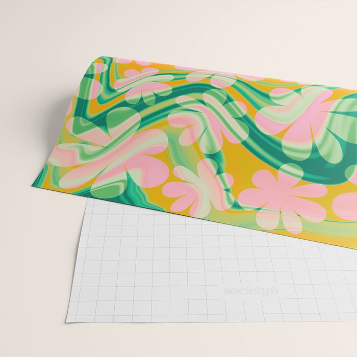 Retro Daisy Tie Dye Pattern Wrapping Paper Gallery Image 2