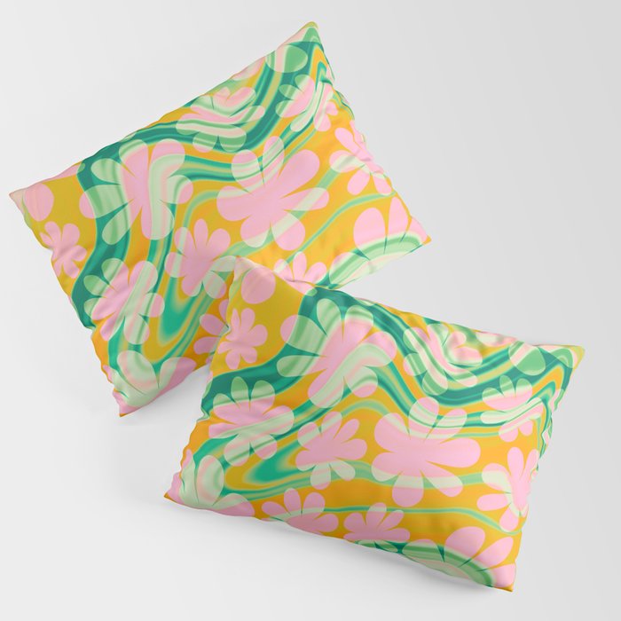 Retro Daisy Tie Dye Pattern Pillow Sham Gallery Image 3