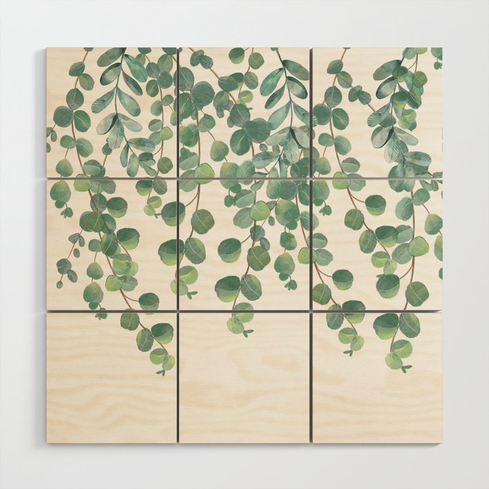 Decorative Eucalyptus Leaves Wood Wall Art Gallery Image 1