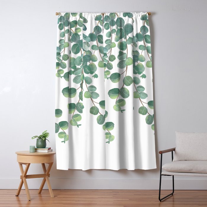 Decorative Eucalyptus Leaves Window Curtain Gallery Image 1