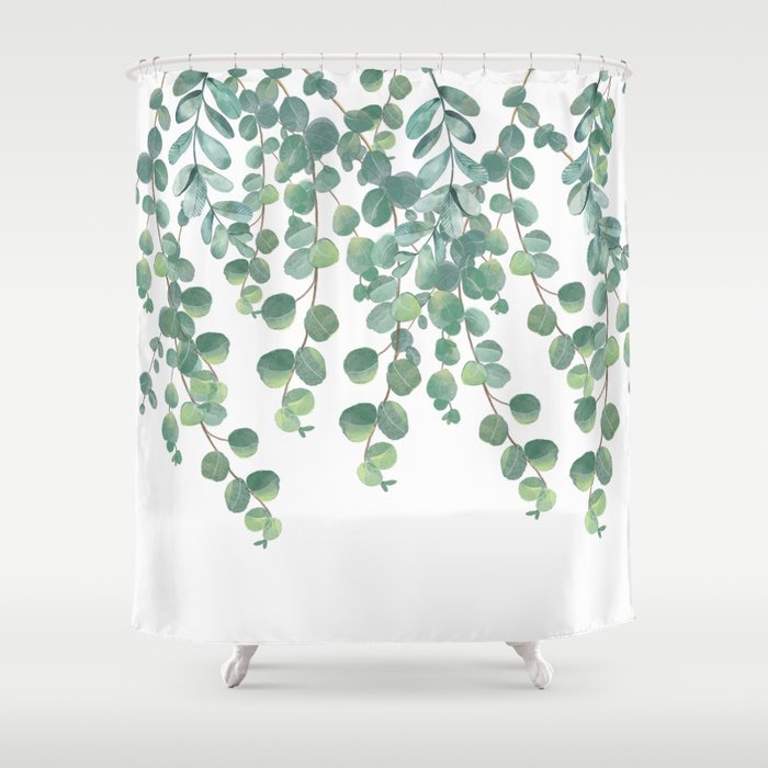 Decorative Eucalyptus Leaves Shower Curtain Gallery Image 1