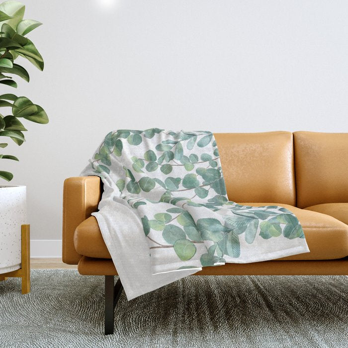 Decorative Eucalyptus Leaves Throw Blanket Gallery Image 1