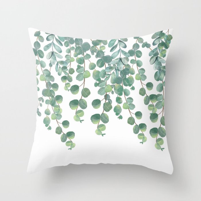 Decorative Eucalyptus Leaves Throw Pillow Gallery Image 6