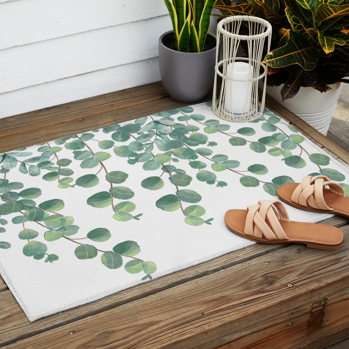 Decorative Eucalyptus Leaves Outdoor Rug Gallery Image 2